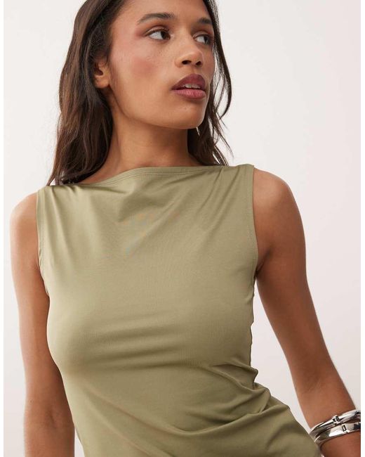 Weekday Green Annie Boat Neck Tank Top
