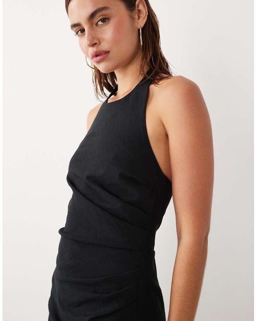 Mango Black Starring Hailey Bieber Halterneck Maxi Dress With Side Slit