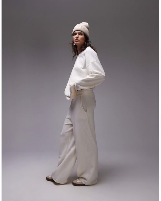 TOPSHOP Gray Brushed Wide Leg Jogger