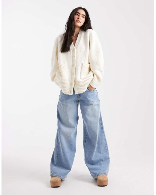 ASOS Natural Oversized Chunky Boyfriend Cardigan