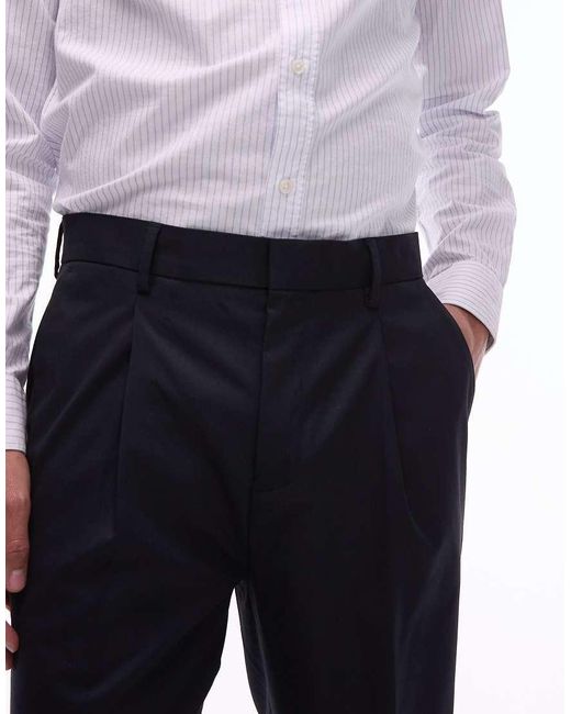 Topman Black Smart Tapered Trousers for men