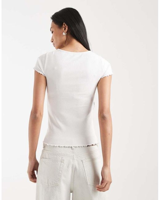 New Look White Lettuce Edge Babylock Tee