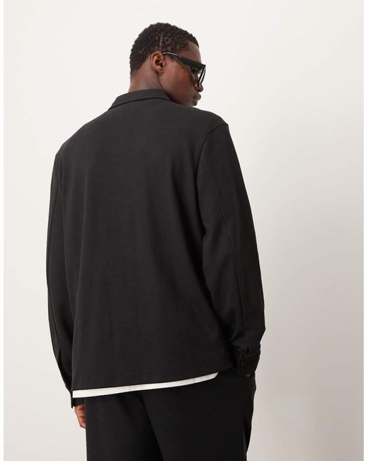 Sobrecamisa Negra De Punto Liso De (Parte De Un Conjunto) New Look de hombre de color Black
