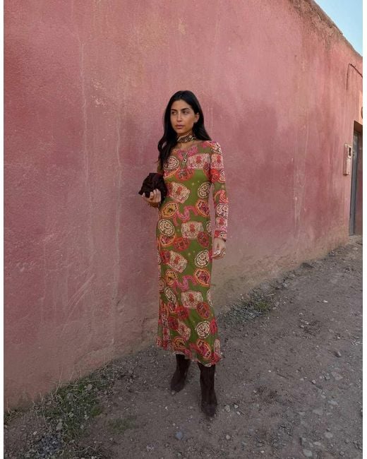 Never Fully Dressed Green Mesh Maxi Dress