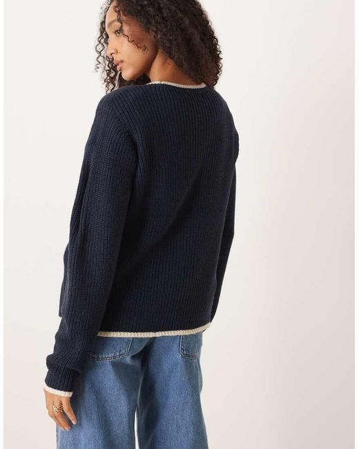 Jdy Blue Contrast Piping Jumper