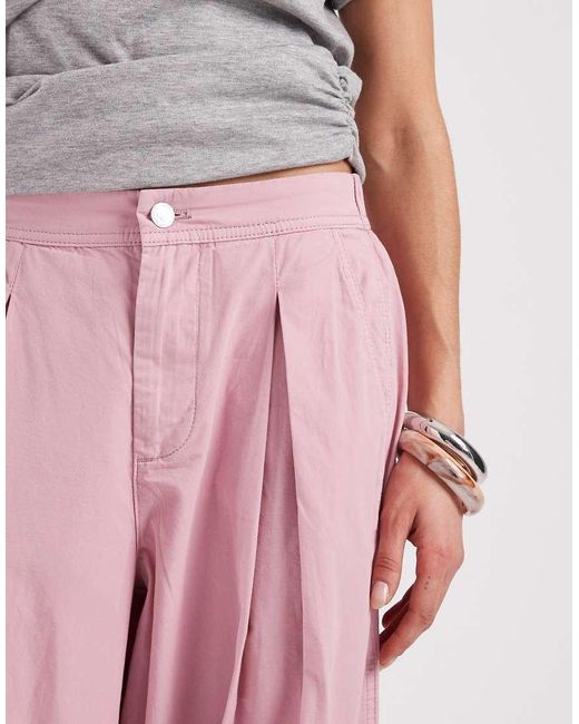 Miss Selfridge Pink Casual Barrel Leg Trouser