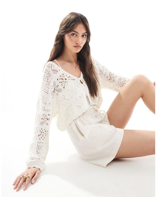 ONLY White – gehäkelte strickjacke