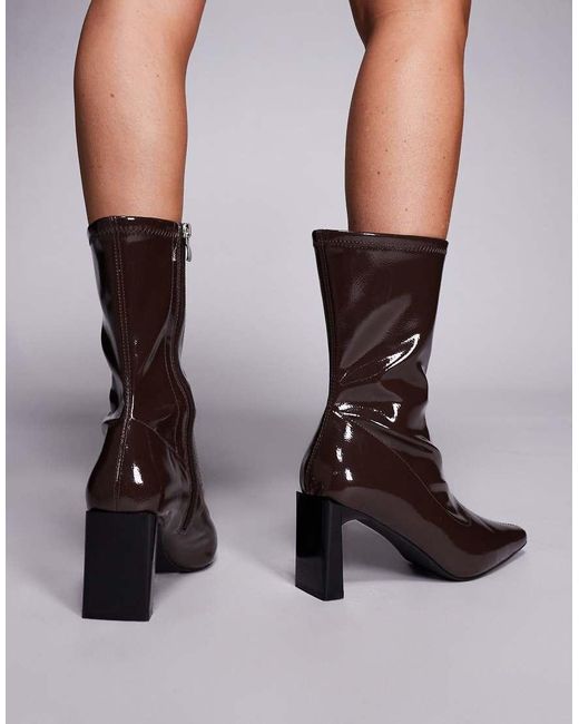 Public Desire Brown Public Desire Robert Wide Fit Heeled Ankle Boots