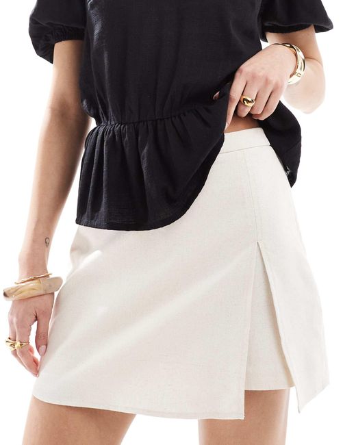 Pimkie White Linen Blend Wrap Skort