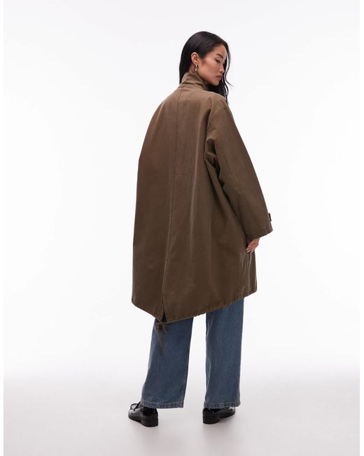 Collusion Brown Unisex Longline Parka
