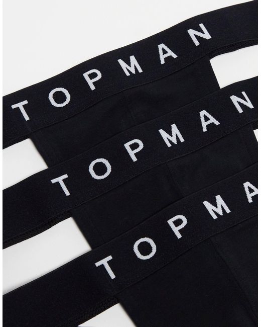 Confezione da 3 paia di sospensori neri con fascia di Topman in Black da Uomo