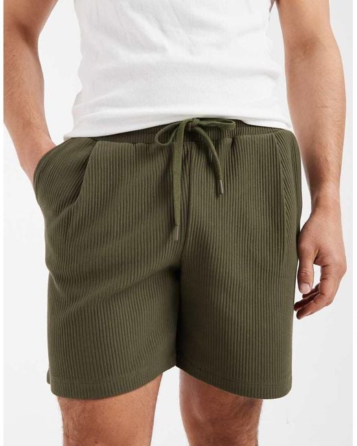 ASOS Green Oversized Ribbed Shorts for men