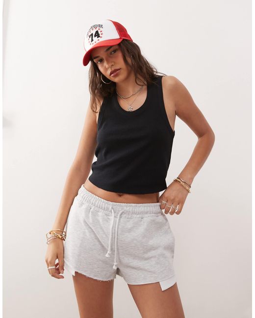 Collusion White Micro jogger Short With Beach Graphic