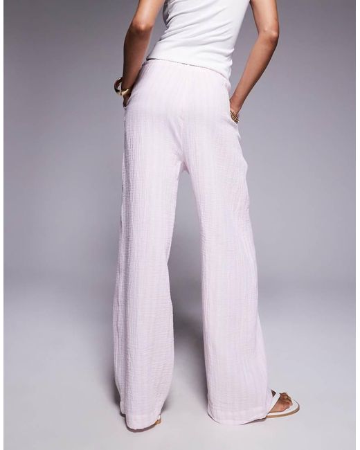 Vero Moda Gestreepte Katoenen Broek Met Wijde Pijpen in het Purple