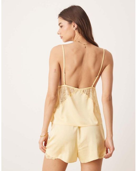 Abercrombie & Fitch Natural Nightwear Satin Lace Trim Cami Top