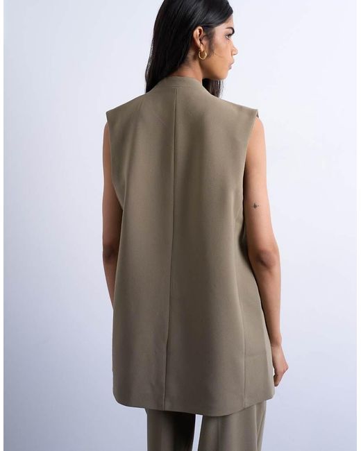 TOPSHOP Gray Throw-on Sleeveless Blazer
