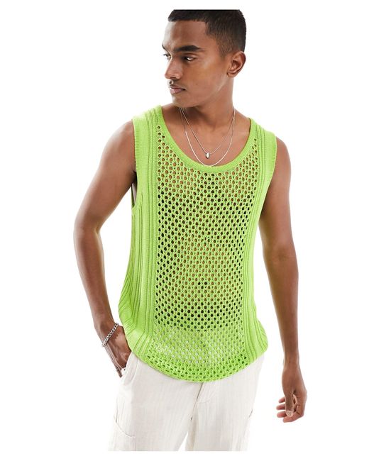 ASOS Green Open Knit Vest for men