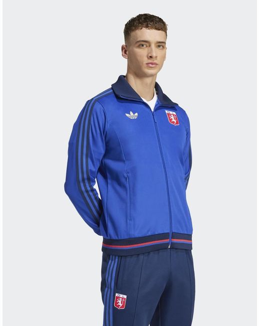 Adidas Originals Blue Olympique Lyonnais Anniversary Track Top for men