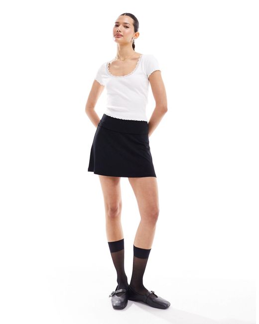 Miss Selfridge White Foldover Mini Skirt