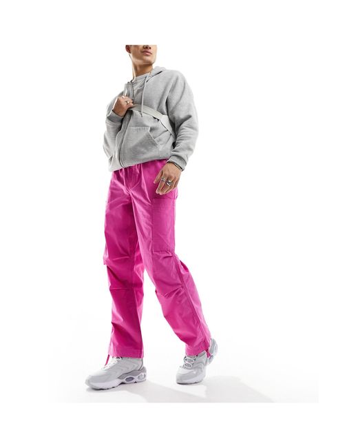 Pantalon cargo ample en popeline ASOS pour homme en coloris Pink