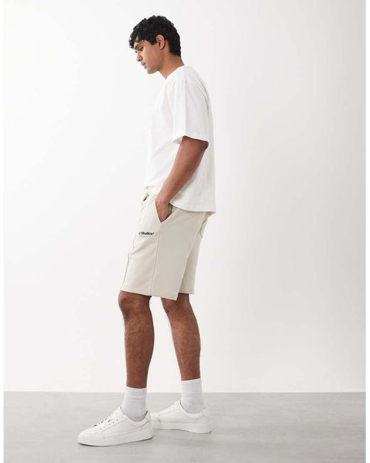 Jack & Jones White Sweat Short With Logo for men