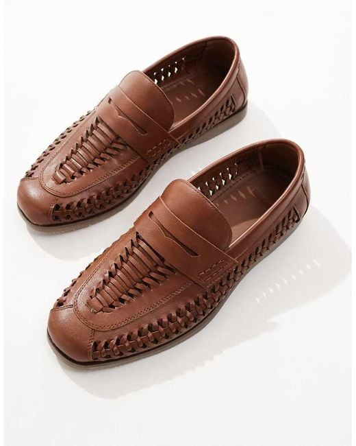 River Island Brown Woven Loafers for men