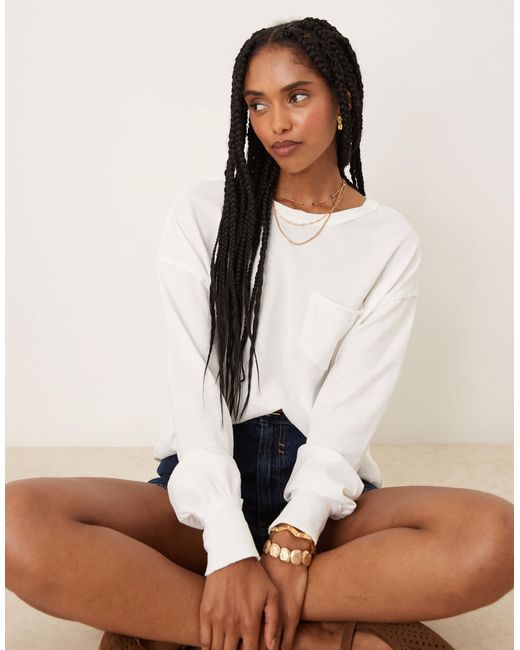 Free People Natural Fade Into You Pocket Detail Long Sleeve T-shirt