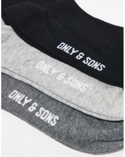 Only & Sons White 3 Packs Socks for men
