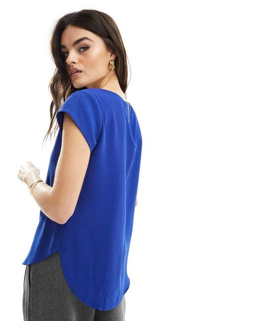 ONLY Blue Short Sleeve Back Zip Top