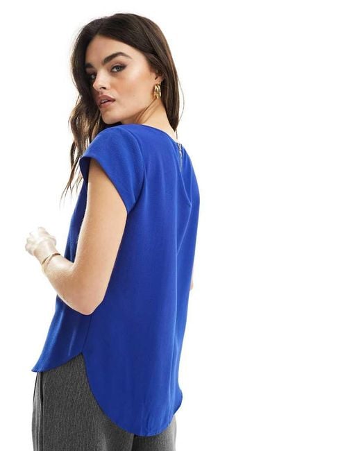 Top Azul De Manga Corta Con Cremallera En La Espalda De ONLY de color Blue
