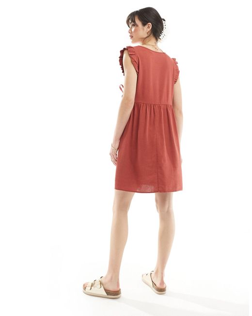 Vestido corto color óxido con detalle cruzado en la parte delantera Vero Moda de color Red