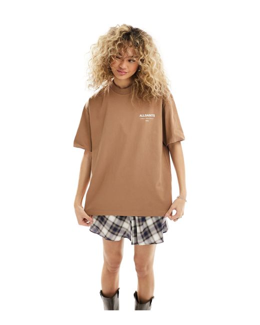 Underground - t-shirt oversize di AllSaints in Brown