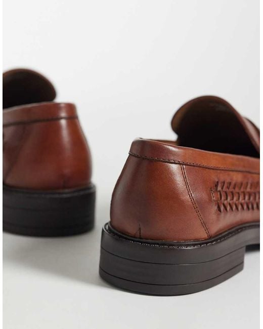 ASOS Brown Woven Penny Loafer for men