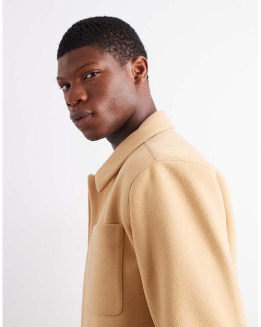 ASOS Natural Wool Look Shacket for men