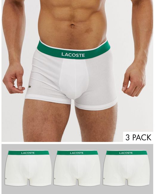 Lacoste – Colours Core – 3er Pack weiße Unterhosen in White für Herren