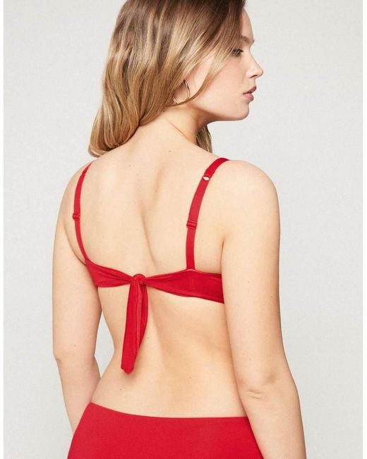 Tezenis Red Timeless Look Ruched Bikini Top