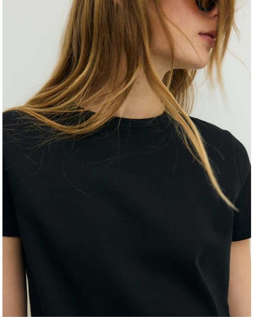 Stradivarius Black Basic Regular Soft-touch T-shirt