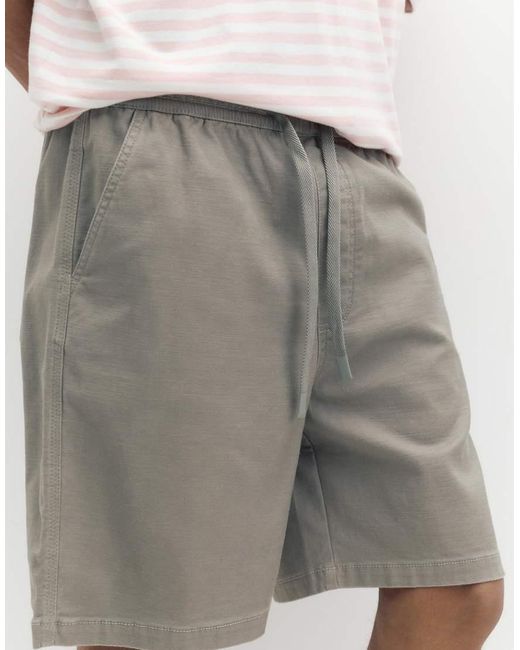 Pull&Bear White Bermuda Shorts With Elastic Waistband for men