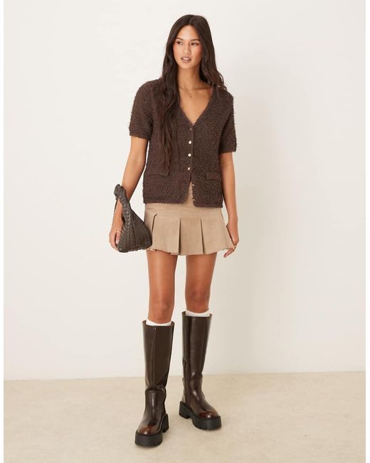 Mango Brown Fluffy Short Sleeve Cardigan