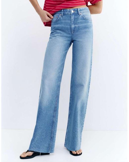 Pull&Bear Blue Straight Wide-leg Jeans