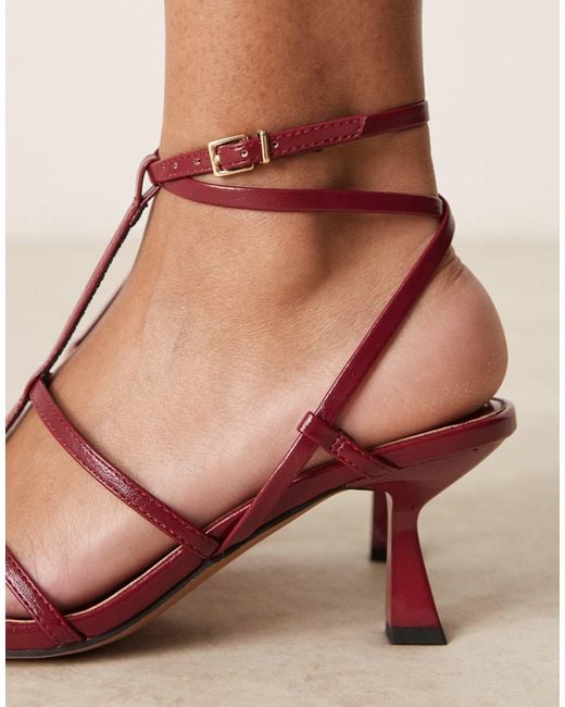 ASOS Red Highlight Caged Mid Heeled Sandals