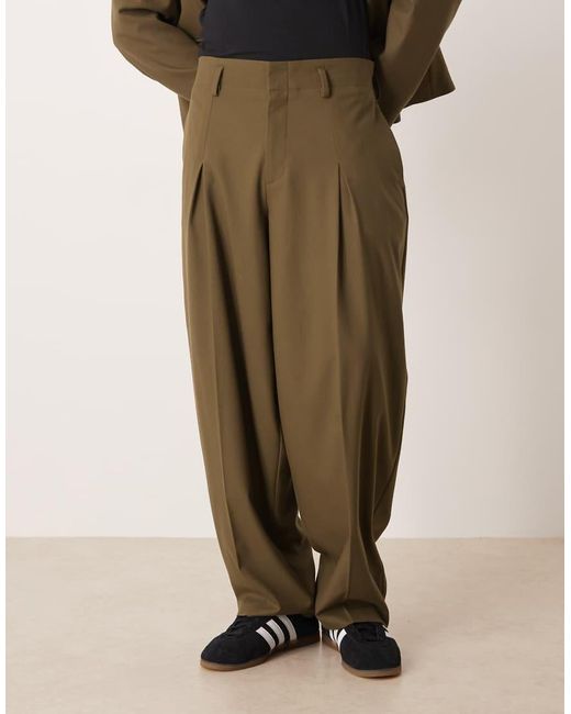 ASOS Natural Barrel Suit Pants for men