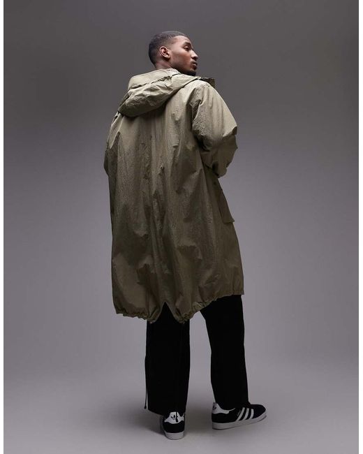Topman Gray Lightweight Ripstop Parka Jacket for men