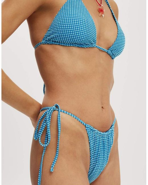Cotton On White Side Tie Gathered Brazilian Bikini Bottom