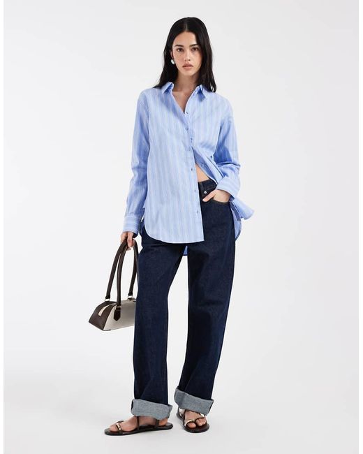 Vero Moda Blue Oversized Cotton Oxford Shirt
