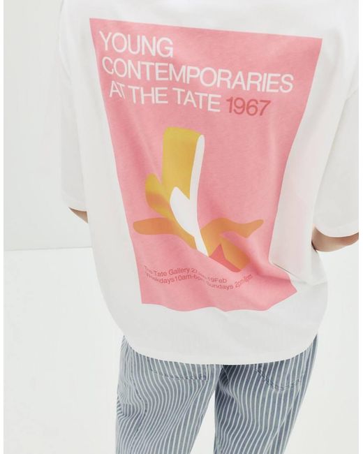 T-Shirt Ghiaccio Con Stampa Tate Gallery di Pull&Bear in White