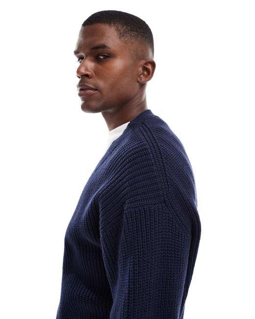 New Look Blue Fisherman Cardigan for men