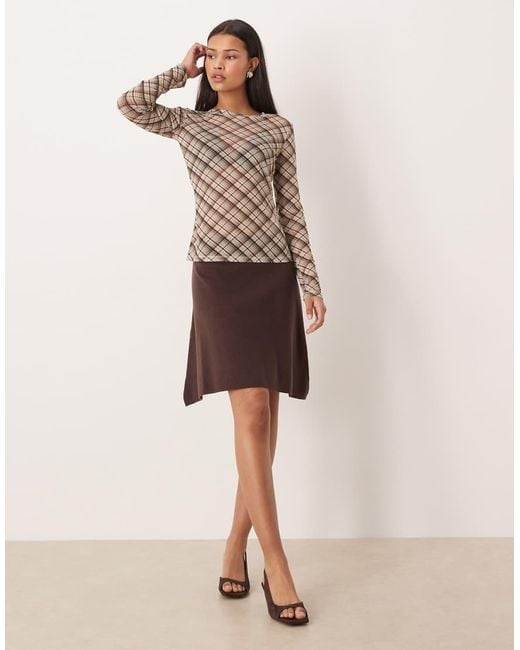 Vila Natural Asymmetric Hem Mini Skirt