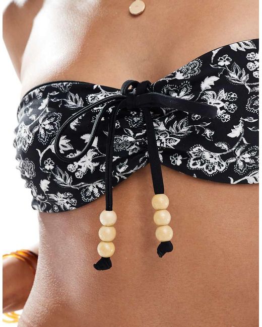 Hollister Black Swimwear Bandeau Tie Bikini Top