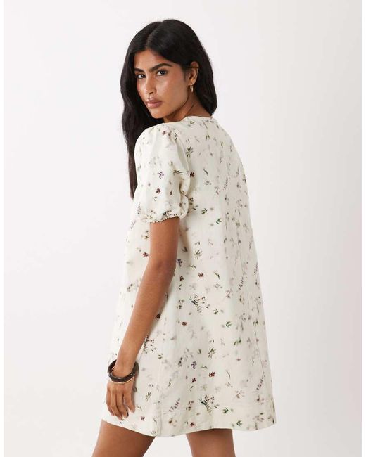 ASOS White Puff Sleeve Mini Dress